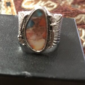 Silver Multicolor Stone Ring